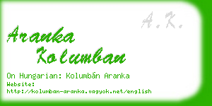 aranka kolumban business card