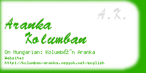 aranka kolumban business card